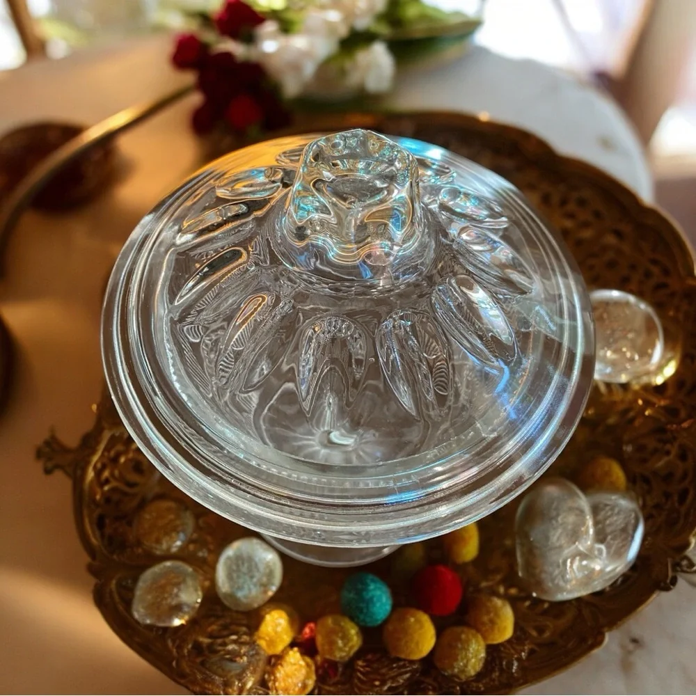 Antique Portland Glass Chain & Shield EAPG Covered Sugar Bowl Candy Dish